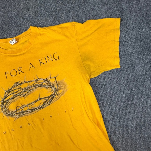 Anvil Fit For A King Mark 15:17 Christian Graphic T-Shirt Yellow Mens Large - Picture 4 of 7